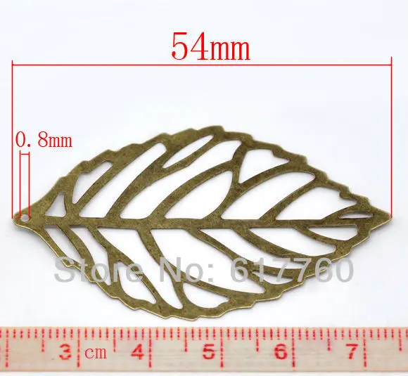 Бесплатная shipping 100Pcs бронзовые тона филигранные листья очарование ювелирных