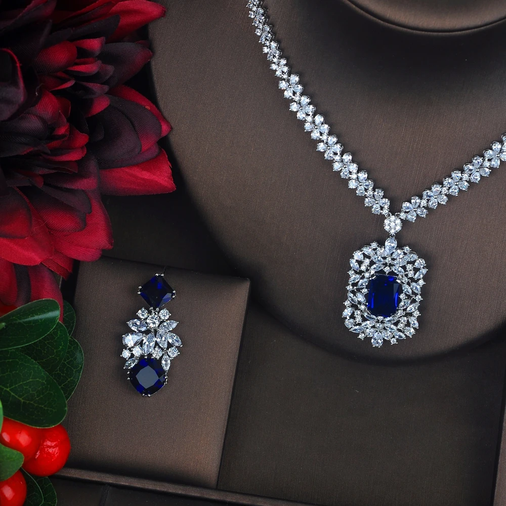 HIBRIDE сверкающий желтый камень кубический циркон ювелирные наборы Длинные Pendanties