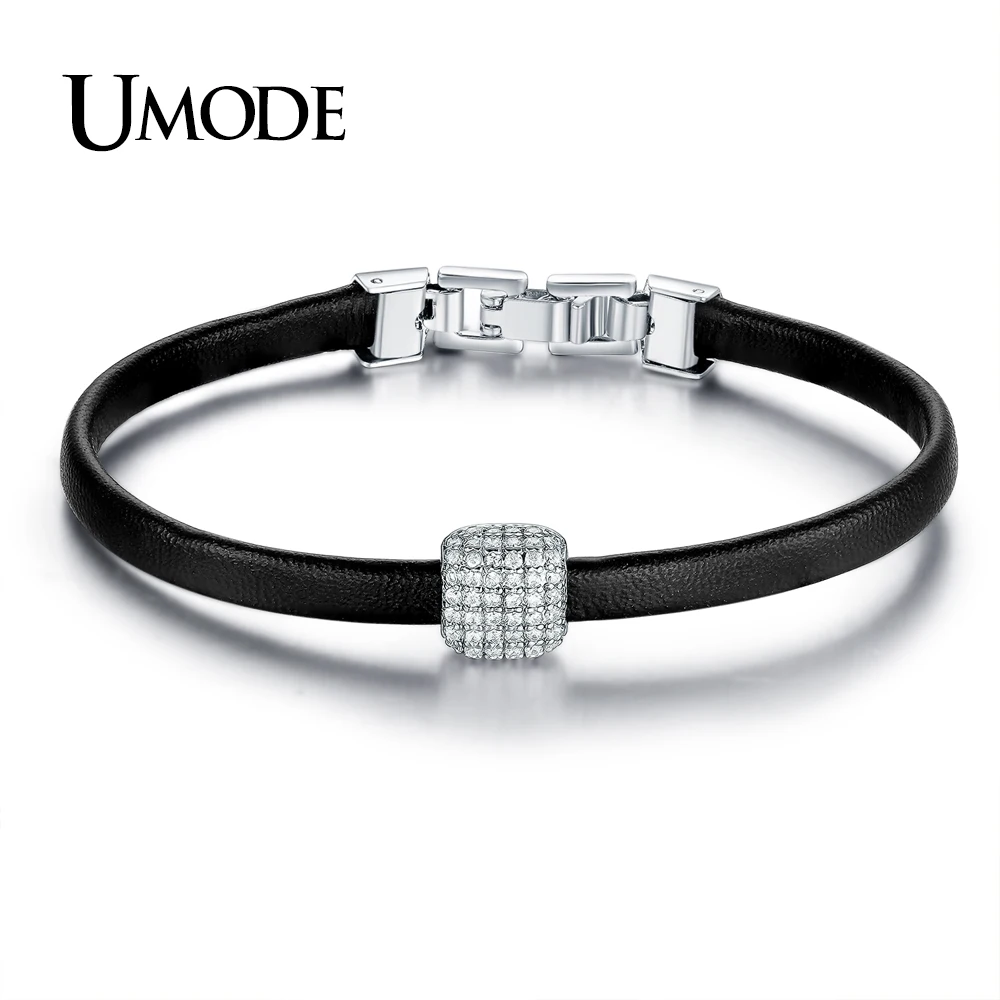 UMODE, фирменный дизайн, новые кожаные браслеты с подвесками для женщин, модные ювелирные изделия, вечерние аксессуары, блестящий браслет из бисера с фианитами UB0110