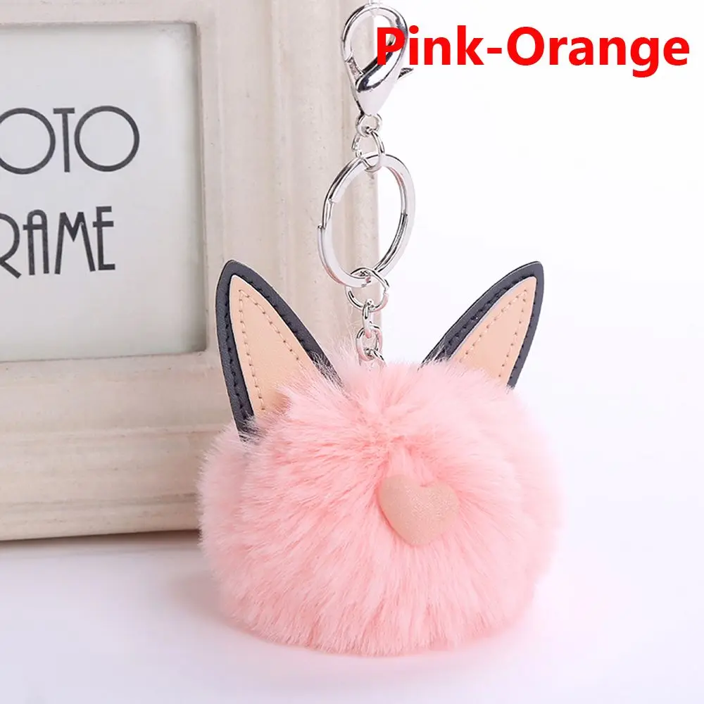 Pink-orange 1 шт. помпон пушистый милый кролик животные уши сумочка кулон искусственный мех кролика женская сумка на плечо кулон Модные сумки аксессуары - Цвет: Pink-orange
