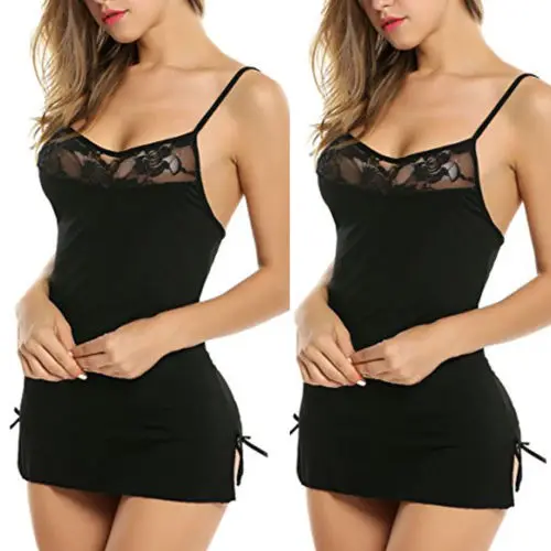 Новые женские сексуальные сорочки Нижнее белье Мини Babydoll Ночное с ремешками