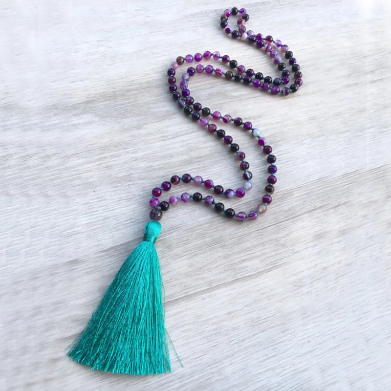 Модное фиолетовое ожерелье A-gate для йоги медитация японские малы узелковые