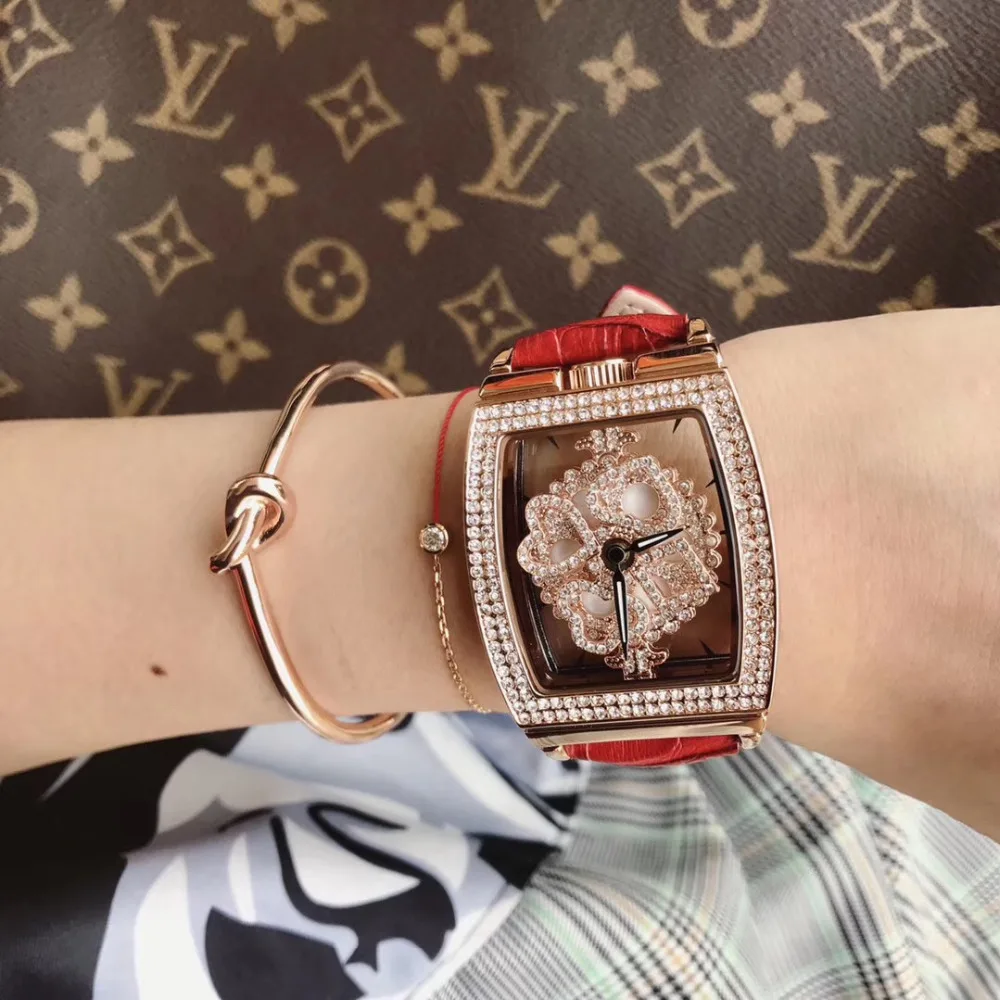 Часы наручные Tonneau женские с кристаллами модные персонализированные прозрачные