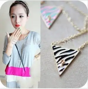 Модные стильные длинные ожерелья-подвески в виде треугольника с полосками дикой