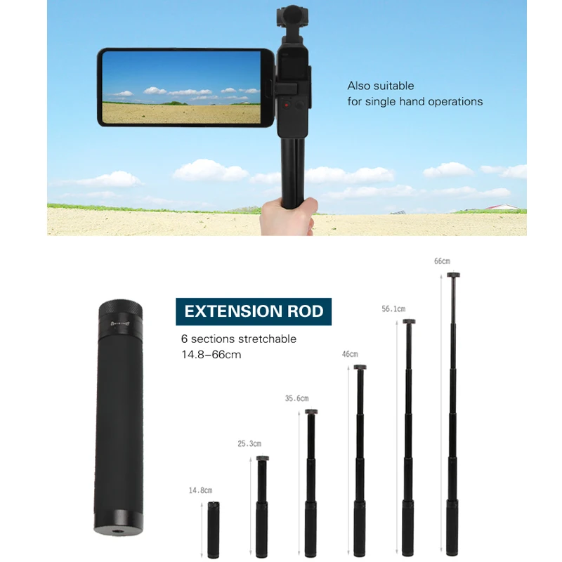 

osmo Pocket Handheld selfie stick rod + tripod stabilize holder + Mobile phone Sucker adapter For DJI osmo Pocket camera gimbal