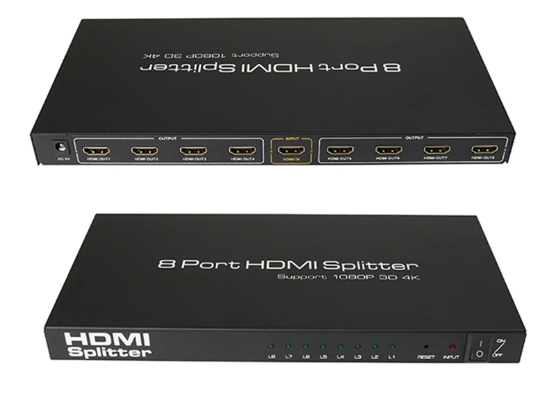 Сплиттер HDMI 1x8 4K Ultra HD 8-Port усиленный дистрибьютор сигнала сплиттер с питанием порт