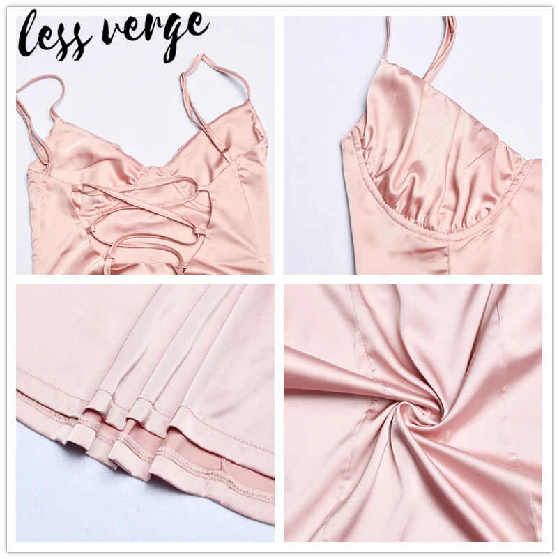 Lessverge без спинки атласное короткое вечернее платье элегантный на бретельках