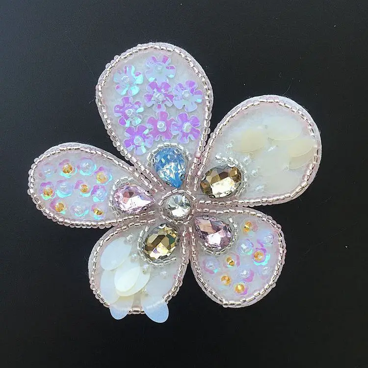 Цветы ручной работы с бусинами аппликация 3D Медведь шить на rhinestone патчи высокого
