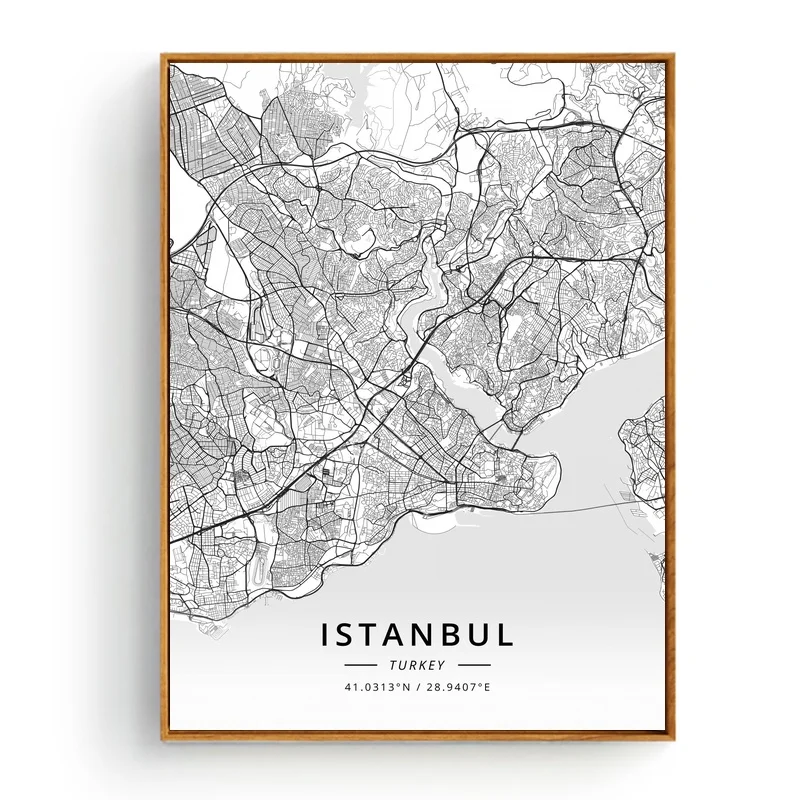 Современная известная карта городов мира джайпур Гонконг Стамбул город постер