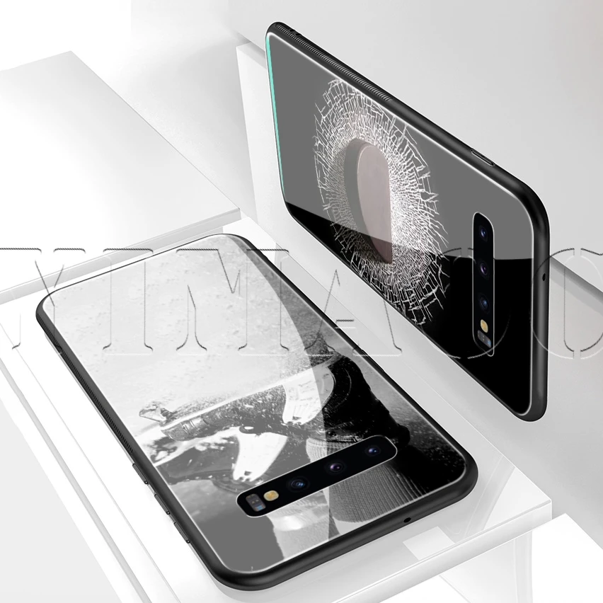 Спортивный стеклянный чехол YIMAOC для хоккея с шайбой Samsung Galaxy S7 S8 S9 S10 Note 8 9 10 Plus A50 A10