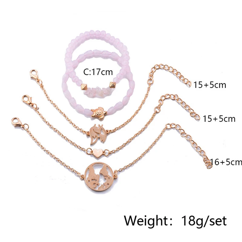 5 шт./компл. женский браслет с резьбой по индивидуальному заказу черепаха карта