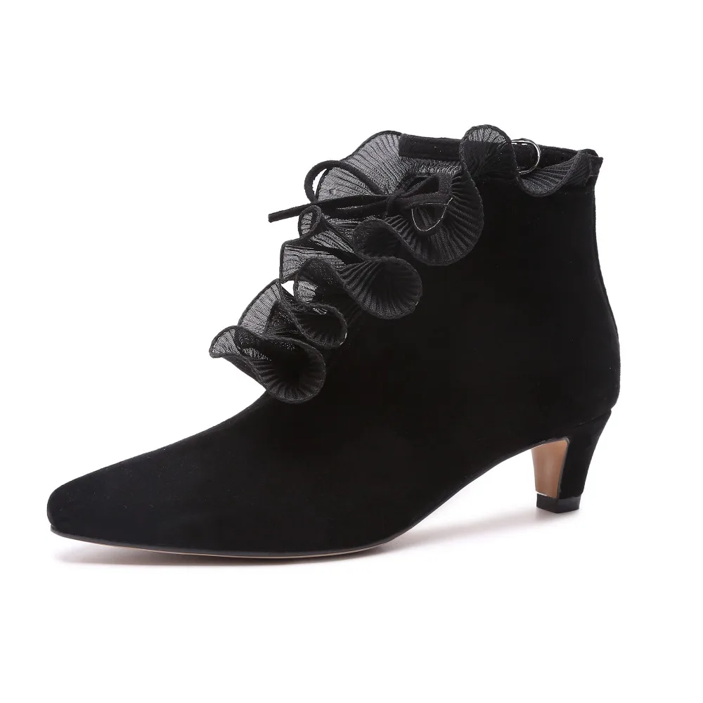 Модная женская обувь Arden Furtado зима 2019 женские ботинки с острым носком на КОНУСНОМ