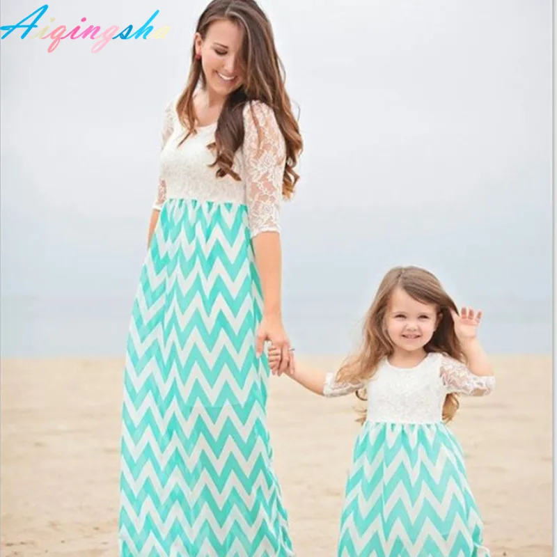 Платье для мамы и дочки вечернее пляжное платье ребенка комплекты девочек в