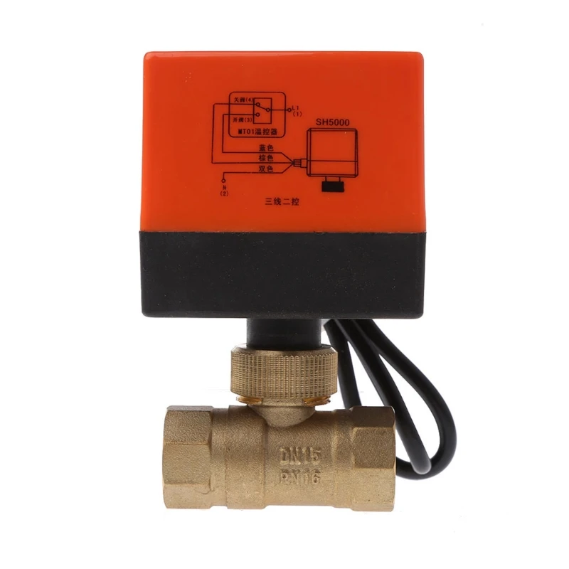 

2 Way 3-Wire with Actuator 6.8x6x11.5cm 1.6MPa ZG Internal Thread Electric Motorized Brass Ball Valve DN15 AC 220V