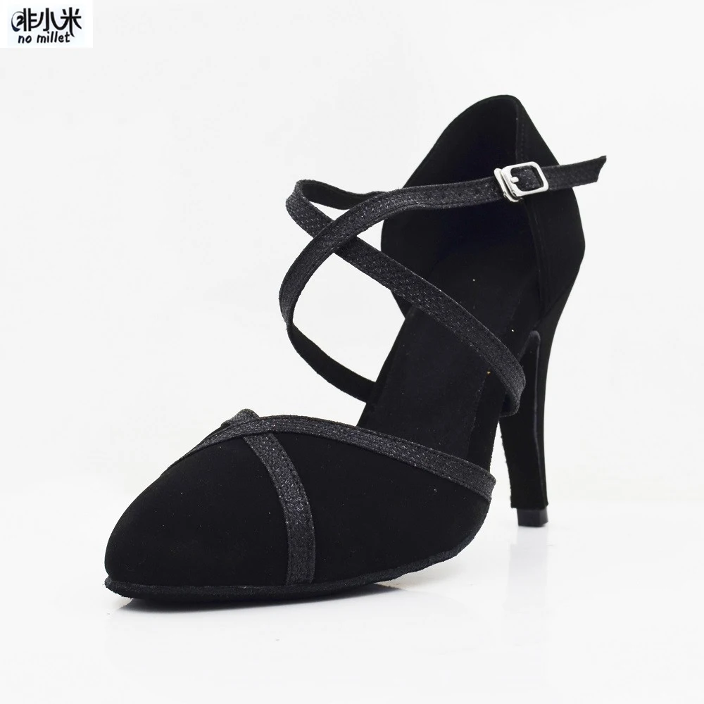 Zapatos de mujer; современные танцевальные туфли; блестящие свадебные туфли из нубука; обувь для Вальс Танго; туфли с закрытым носком для латинских танцев и сальсы; Обувь для бальных танцев