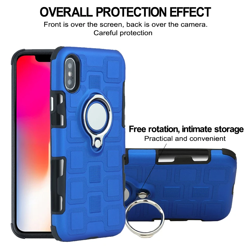 Матовый чехол Roc Joan Ice Feel для IPhone 6 6s Plus/7 8 Plus/X 10 Armor металлическое кольцо