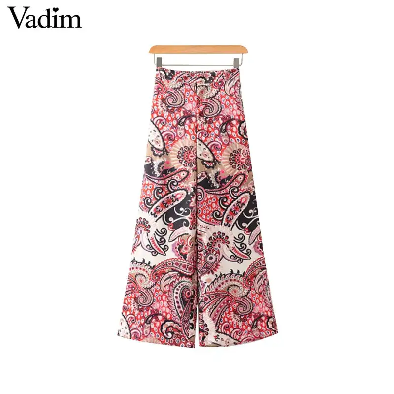 Vadim для женщин Винтаж Пейсли широкие брюки Карманы эластичный пояс молния fly