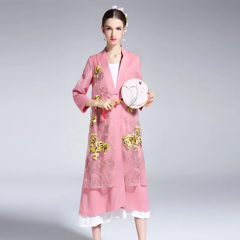 2018 китайский стиль макси свободные вышивка длинный халат платье|dress style|dresses dressdress