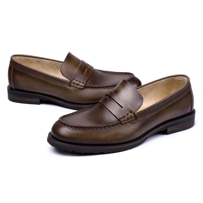 Винтажные мужские удобные лоферы броги британский дизайнерский круглый носок