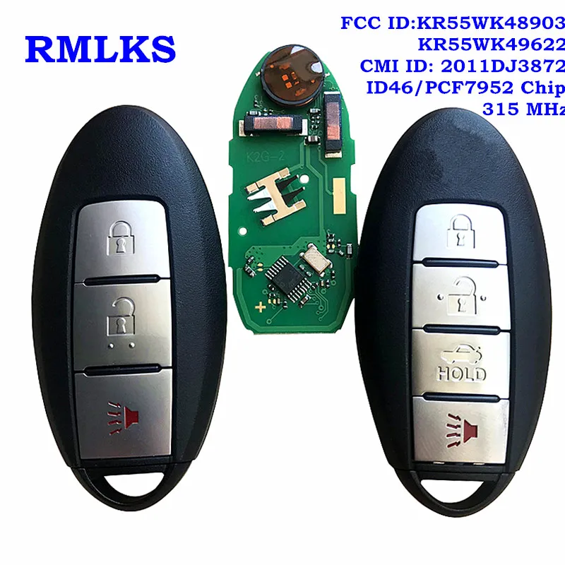 3/4 кнопки смарт карты брелок для Nissan 315MHz PCF7952 чип Altima Maxima Murano Cross Cabriolet KR55WK48903