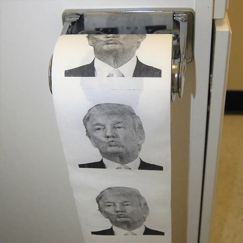1 рулон 2-х слойный Забавный розыгрыш рулон туалетной бумаги новинка Трамп туалетная бумага с рисунком Ванная комната поставки шутка кляп Jag подарок