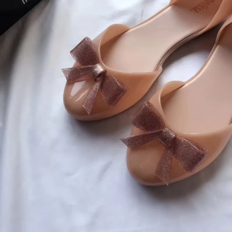 Melissa/стильные женские босоножки; летние женские босоножки с бантом; женская обувь Melissa; нескользящие женские босоножки Melissa из дышащего пластика