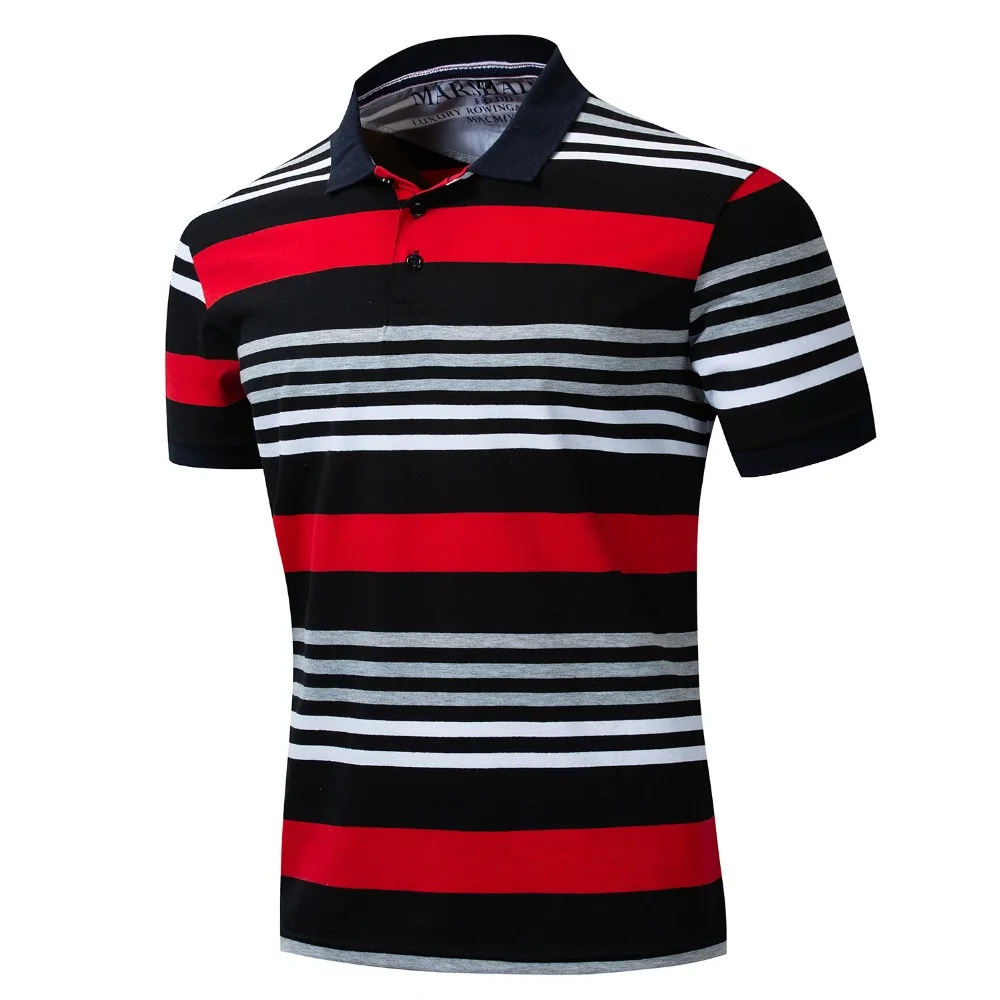 Мужская рубашка поло в полоску с отложным воротником и короткими рукавами