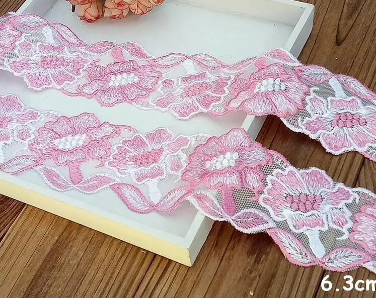 Горячая новинка 2 метра фиолетовая/Розовая Изысканная кружевная ткань с вышивкой