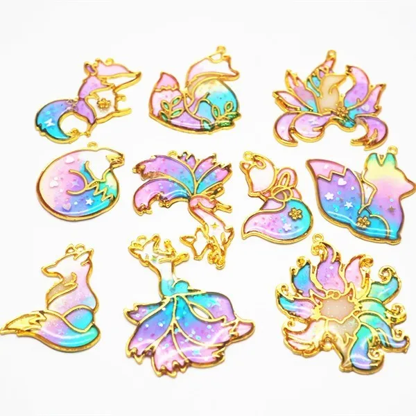 10 стилей маленькие лисы Золотая Очаровательная рамка оправа кабошона из уф смолы