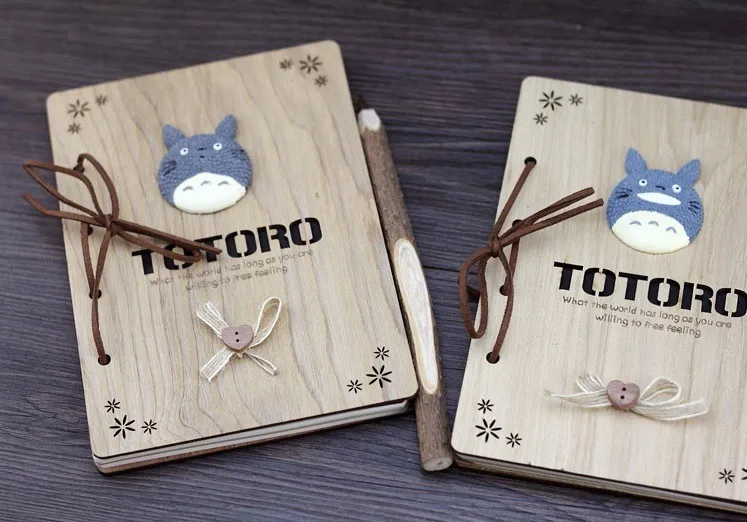 Kawaii блокнот Тоторо милый деревянный план креативные канцелярские товары винтажный корейский Дневник Блокнот Школьные принадлежности
