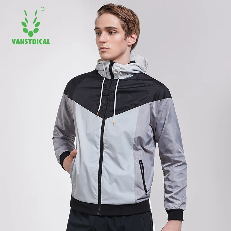 Спортивные беговые куртки Vansydical Мужская ветрозащитная спортивная одежда с