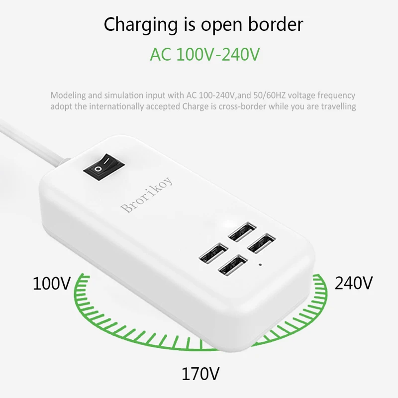 Сетевое зарядное устройство с 4 портами USB штепсельная вилка стандарта ЕС 15 Вт 3 А