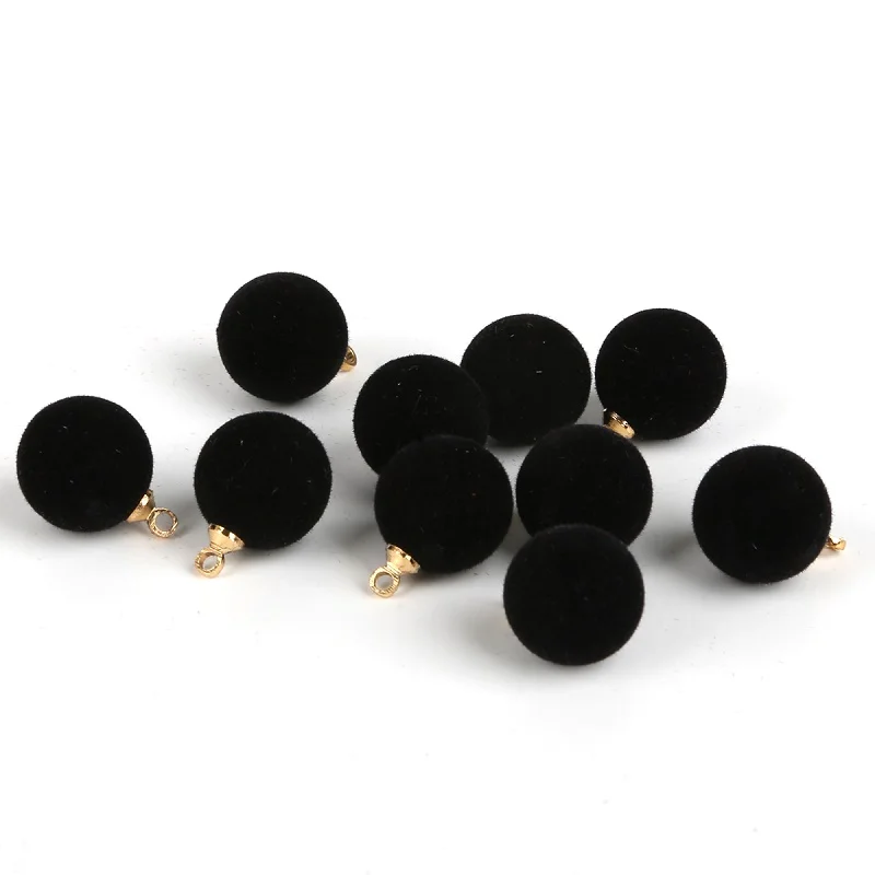 Black 10 шт./лот, бусины из плюшевого меха, подвески, сделай сам, помпон, бусины, подвеска для изготовления ювелирных изделий, ожерелье, браслет, серьги - Цвет: Black