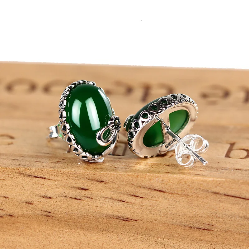 Женские винтажные серьги-гвоздики из тибетского серебра 925 пробы с красным