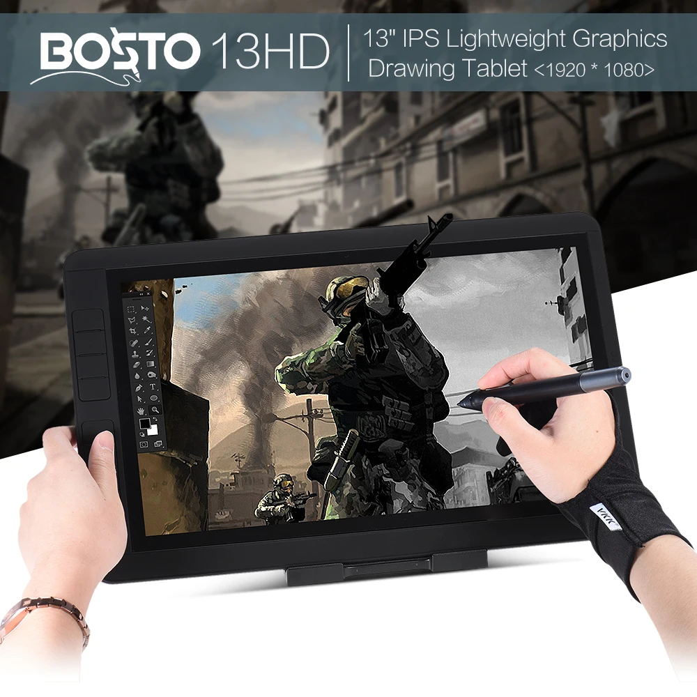 Bosto 13HD 1" IPS 1920*1080 графика графический планшет совета Комплект давление 2048 уровня 2 в 1 передачи легко переносить bosto графический планшет графический планшет для рисования тачпад планшет для рисования