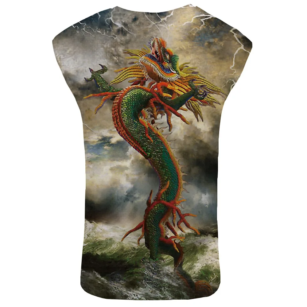 Майка мужская KYKU Dragon майка с молнией для бодибилдинга и дракона цветная без