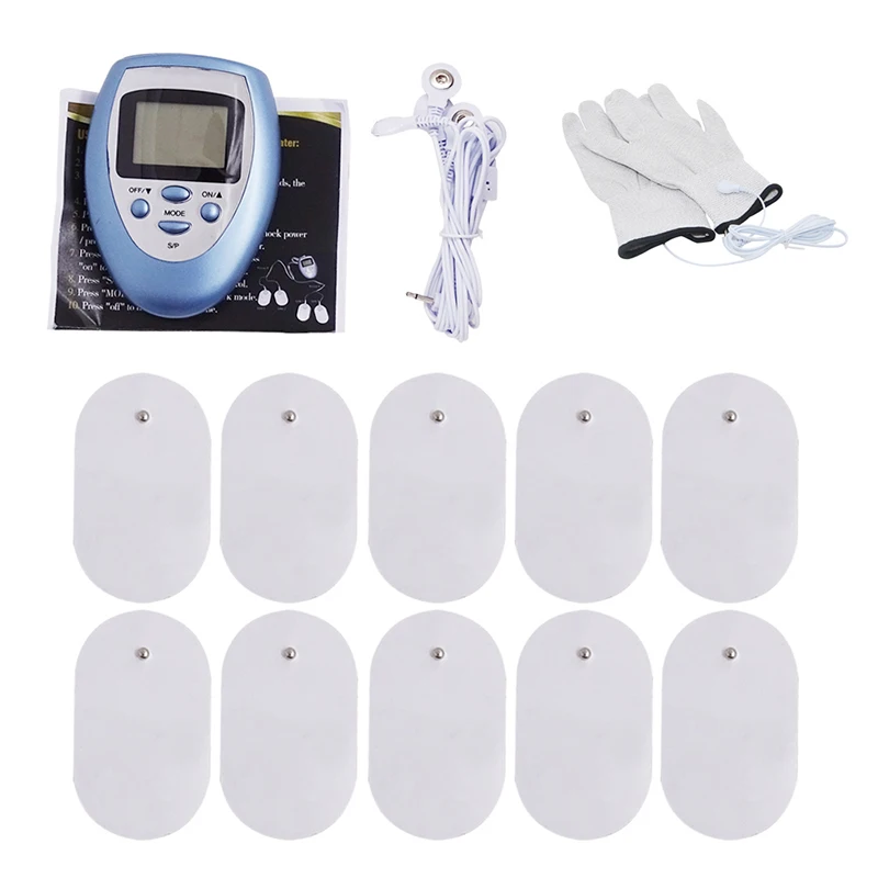 10 Pads with Gloves Массажер для похудения электрический стимулятор мышц нерва цифровой физиотерапии устройство для физиотерапии массаж груди с перчатками - Цвет: 10 Pads with Gloves