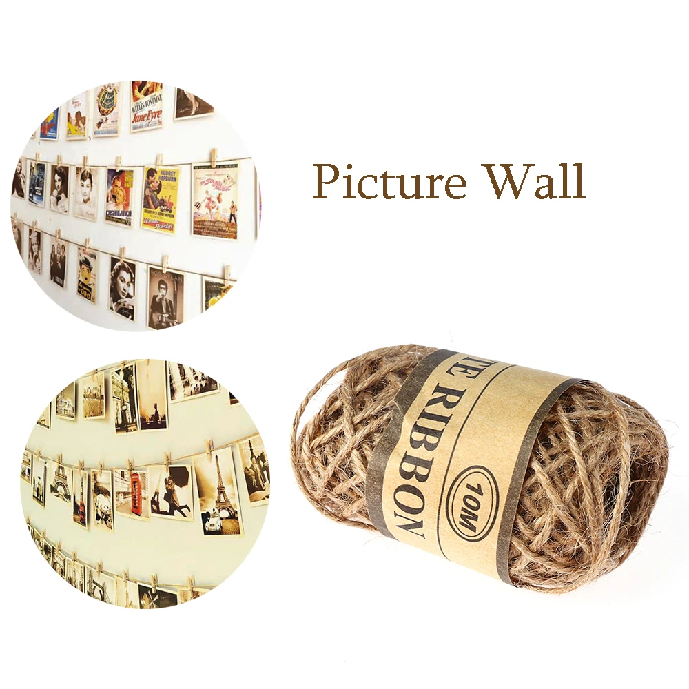 10m/Roll Natural Cords Woven Hemp Rope Handmade Brown Jute Wedding Home Accessories Decorative Twine String Gardening Cord | Дом и сад