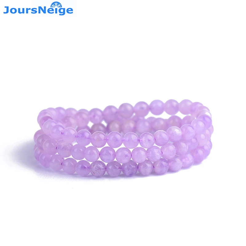 

Light Purple Natural Crystal Bracelets 6mm Round Beads Bracelet Lucky for Women Girl Crystal Multilayer Jewelry JoursNeige