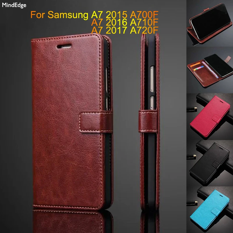 Откидной Чехол кошелек с подставкой для samsung A7 2017 A720F класса люкс 2016 SM A710F 2015 A700F