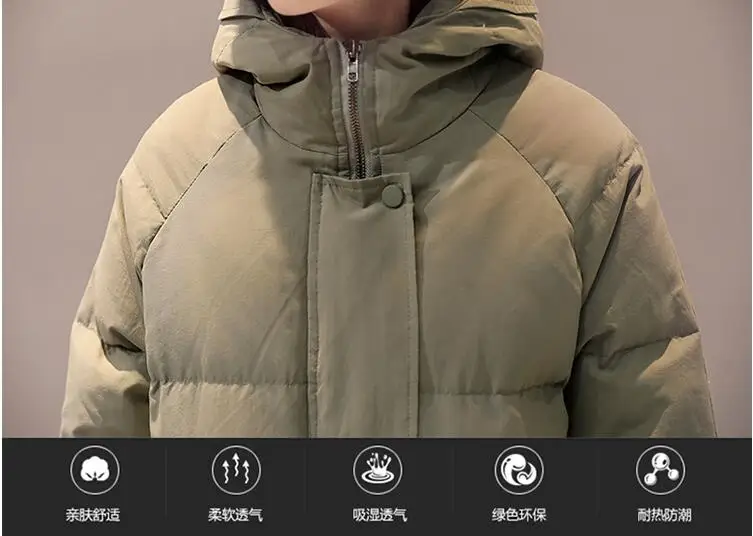 2017 Женское зимнее пальто средней длины однотонная свободная Толстая теплая