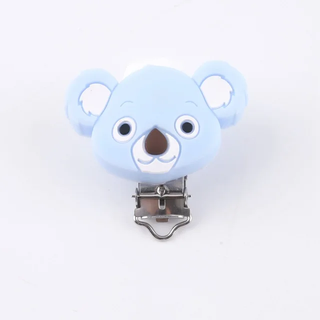 Пищевая силиконовая Милая Мини-пустышка Koala, зажим для пустышки, силиконовая прорезыватель, аксессуары, ниппель для клипа, сделай сам, для пустышки, цепочка, детские товары - Цвет: candy blue