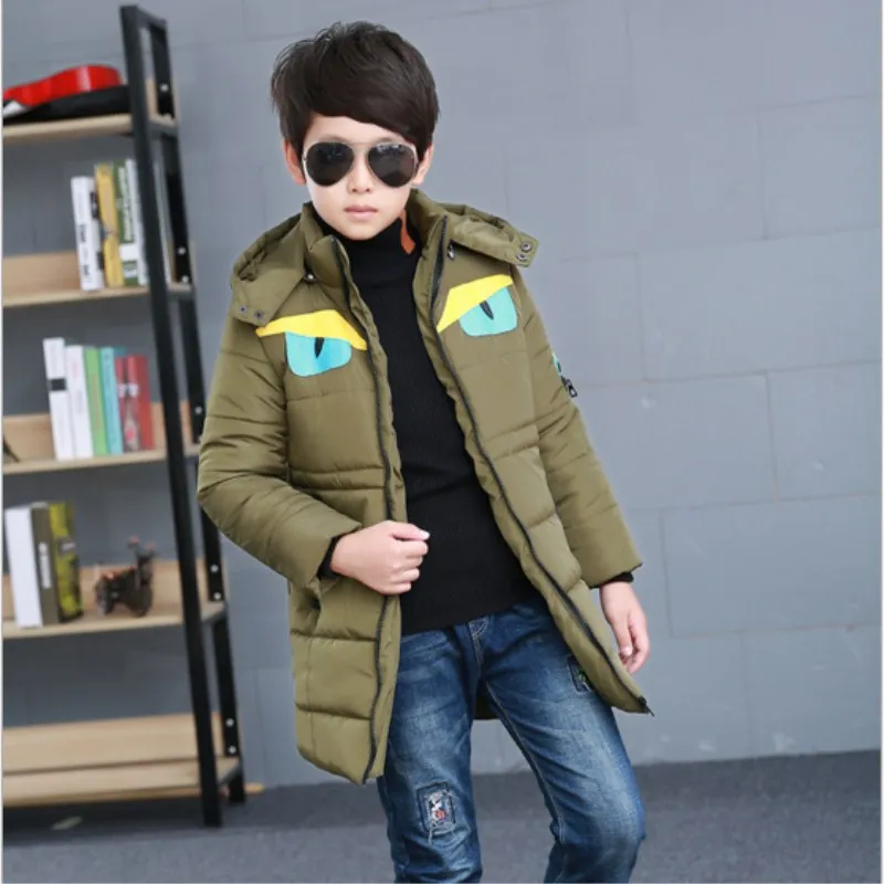 2018 модная детская хлопковая куртка с меховым воротником Длинные Толстая зимняя