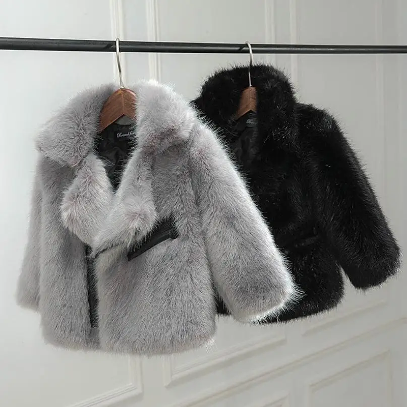 Winter Children's Baby Faux Fox Fur Coats Jackets Boys Girls Thicker Warm Full Sleeve Outwear Fashion Kids Hair Windbreakers Y04 | Детская