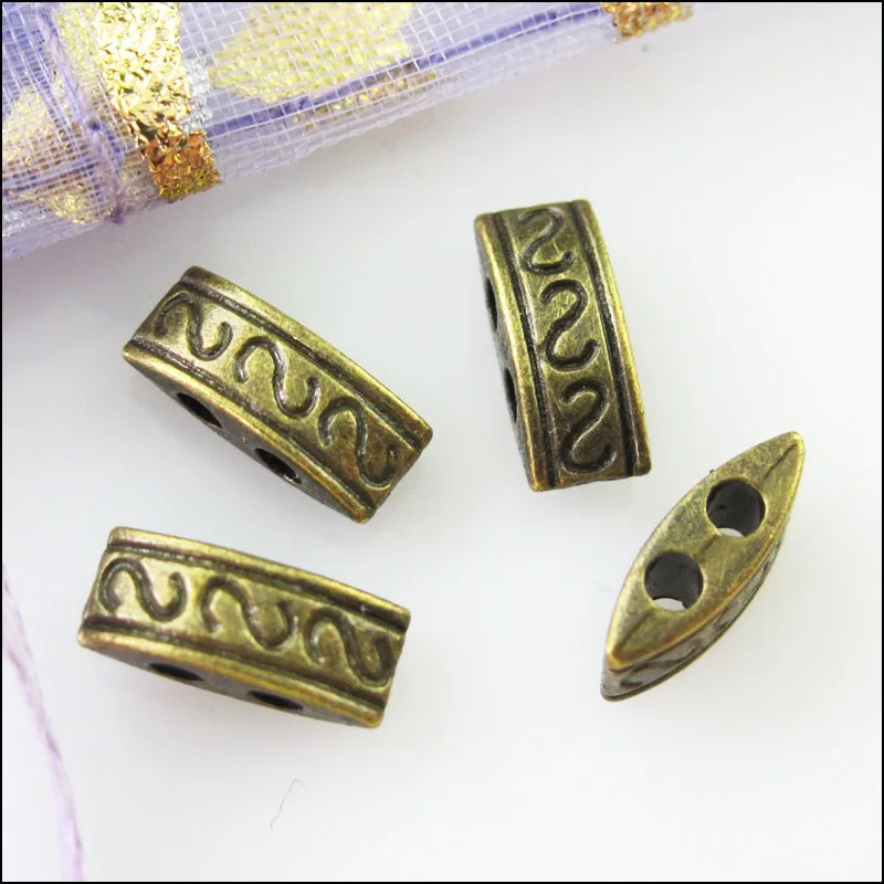 Новый 70 шт. состаренная бронза Цвет 2 отверстия бусины Подвески соединители