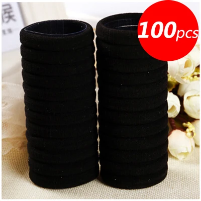 100pcs black Галстуки на резинке Веревка хвост держатели женские аксессуары для волос для создания причесок стильные инструменты для волос, машинка для плетения волос 50/100 шт - Цвет: 100pcs black