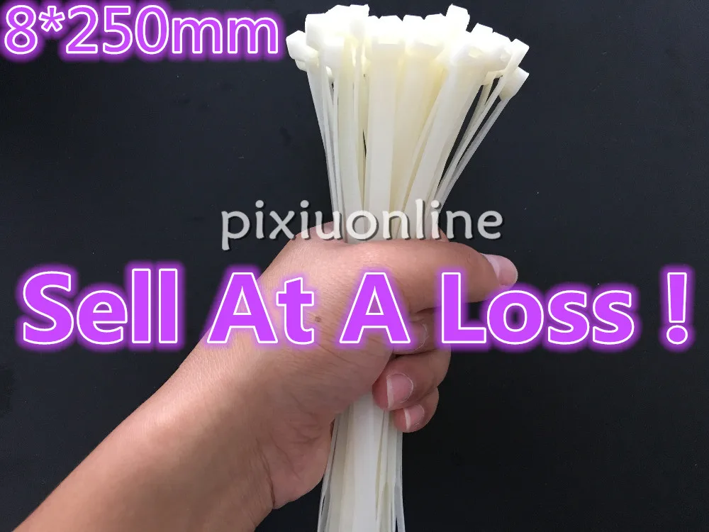 

50Pcs/pack DS176B 8*250mm Width 5.1mm Factory Standard Self-locking White Nylon Cable Ties Wire Zip Tie Sell At A Loss USA
