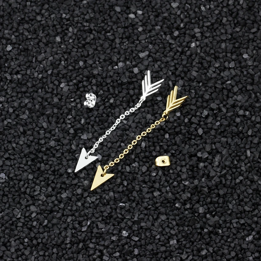 Женские серьги-стрелка из нержавеющей стали Дротика длинная цепочка висячие