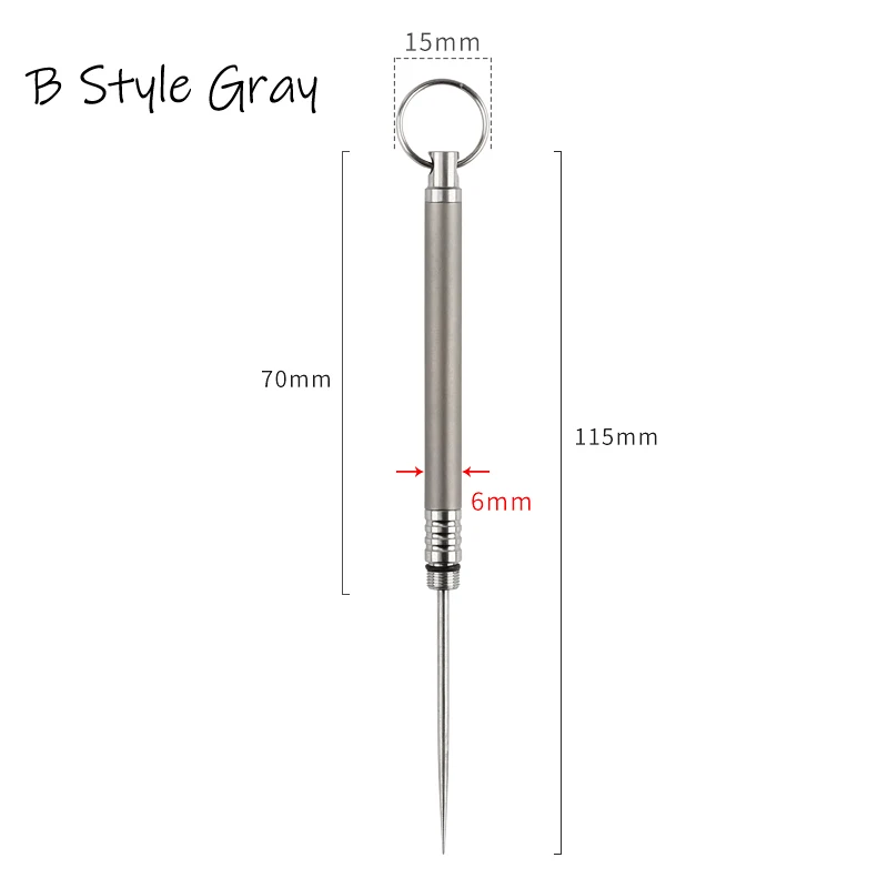 B Style Gray Титановый сплав Открытый EDC зубочистка бутылка фрукты вилка кемпинг инструмент Титан зубочистка легкий портативный мульти - Цвет: B Style Gray