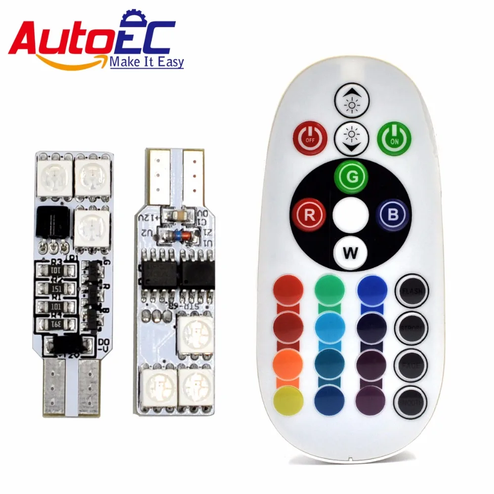 AutoEC 1 комплект T10 194 w5w RGB 5050 6 SMD многоцветная светодиодная лампа для изменения